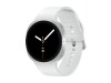 Samsung Galaxy Watch8 - 44 mm - silber - intelligente Uhr mit Sportband - Gummi - weiß - Bandgröße: M/L - Anzeige 3.7 cm (1.47")