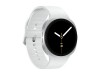 Samsung Galaxy Watch8 - 44 mm - silber - intelligente Uhr mit Sportband - Gummi - weiß - Bandgröße: M/L - Anzeige 3.7 cm (1.47")
