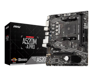 MSI A520M-A PRO - Motherboard - micro ATX - Socket AM4 - AMD A520 Chipsatz - USB 3.2 Gen 1 - Gigabit LAN - Onboard-Grafik (CPU erforderlich)
