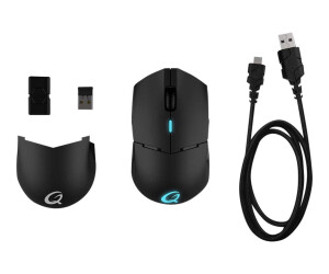 QPAD DX-900 - Maus - rechts- und linkshändig - optisch - 8 Tasten - kabellos, kabelgebunden - 2.4 GHz - kabelloser Empfänger (USB)