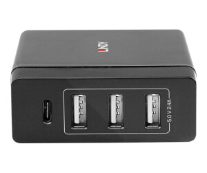 Lindy power supply - 72 watts - 3 A - PD 3.0 - 4 Output connection points (3 x USB Type A, USB -C)