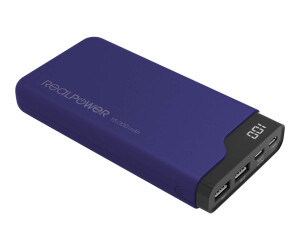 RealPower PB-15000C - Powerbank - 15000 mAh - 54 Wh - 3.1 A - 3 Ausgabeanschlussstellen (USB, 24 pin USB-C)