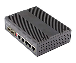 StarTech.com Industrial 6 Port Gigabit Ethernet Switch - 4 PoE RJ45 +2 SFP Slots 30W PoE+ 12-48VDC 10/100/1000 Power Over Ethernet LAN Switch -40°C bis 75°C Hutschienenmontage (IES1G52UP12V)