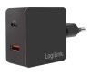 LogiLink USB wall charger - Netzteil - 18 Watt - 3 A - PD 3.0, QC 3.0 - 2 Ausgabeanschlussstellen (USB, 24 pin USB-C)