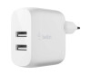 Belkin BoostCharge - Netzteil - 24 Watt - 2 Ausgabeanschlussstellen (USB)