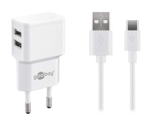 Wentronic goobay USB-C charger set - Netzteil - 12 Watt - 2.4 A - 2 Ausgabeanschlussstellen (USB)