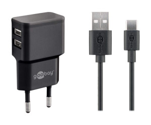 Goobay USB-C charger set - Netzteil - 12 Watt - 2.4 A - 2 Ausgabeanschlussstellen (USB)